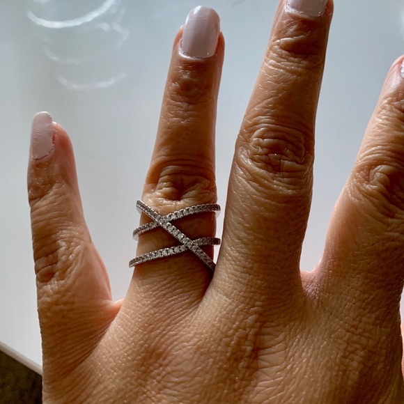 Sterling Forever Sterling Silver CZ Criss X Ring - Picture 8 of 8